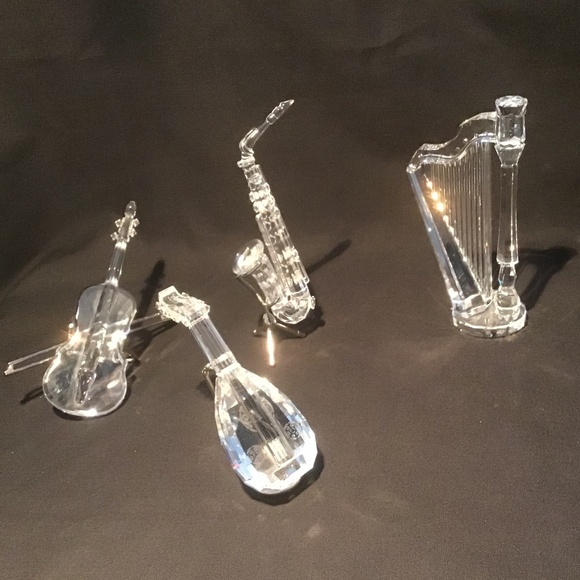 Swarovski Crystal Musical Instruments - HARP, VIOLIN, SAXOPHONE, LUTE - W/Boxes - Picture 7 of 11